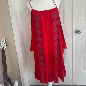 HAZEL Embroidered off the shoulder dress